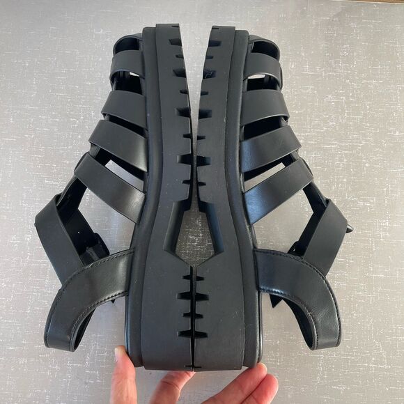 American Eagle Chunky Fisherman Lug Sole Sandals Closed Toe Women’s 9 Black - Picture 11 of 14